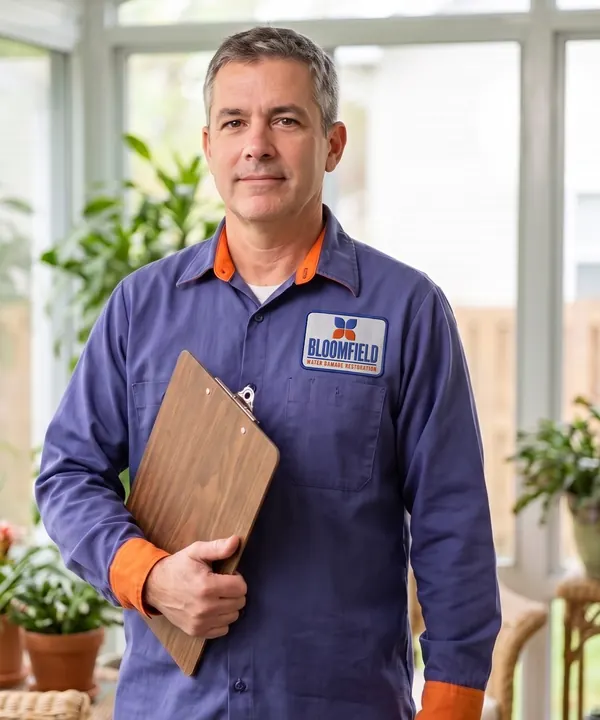 A restoration technician in the company uniform